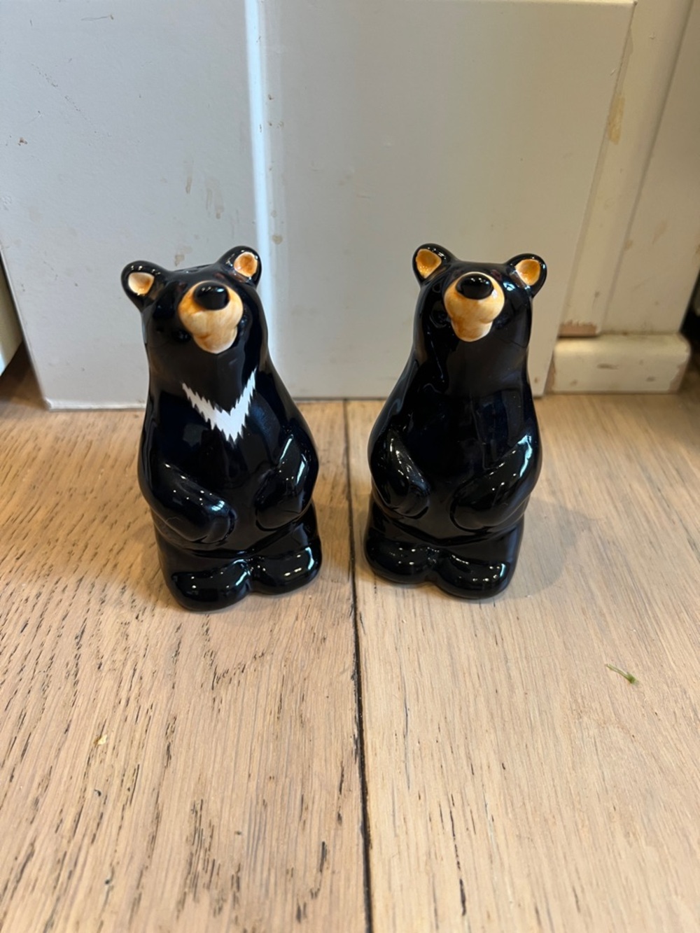 Black Ceramic Bear Salt and Pepper Shakers - Black
